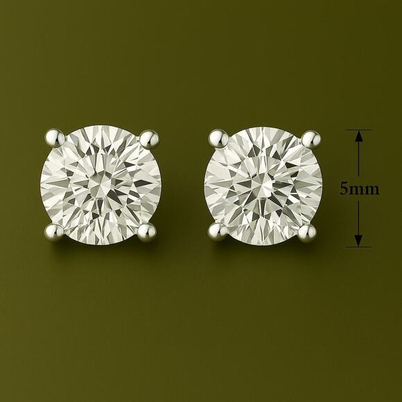 1 CT Lab Grown Diamond Stud Earrings 14K Solid Gold White G VS NWT Appraisal - Picture 5 of 7